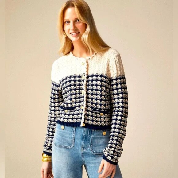 J.Crew Textured Crochet Lady Jacket, Sz Sm - Picture 1 of 7